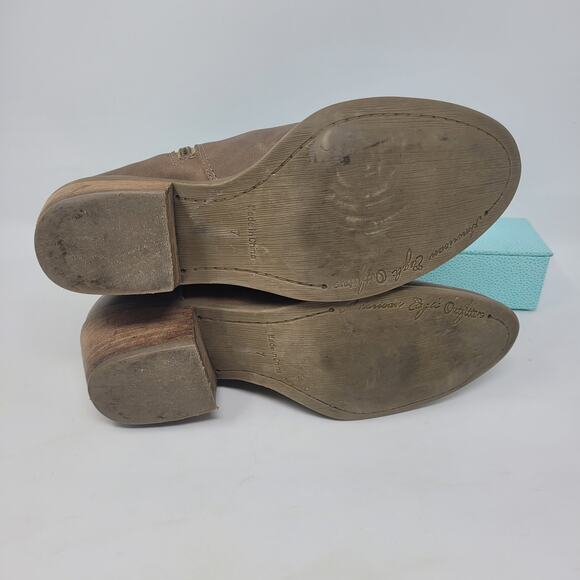 American Eagle Outfitters Booties Womens sz 7 Tan Chocolate Mocha Chunky Heels - Picture 6 of 9